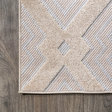 Duwun High-low Pile Ogee Trellis Tone-on-tone Indoor/outdoor Area Rug